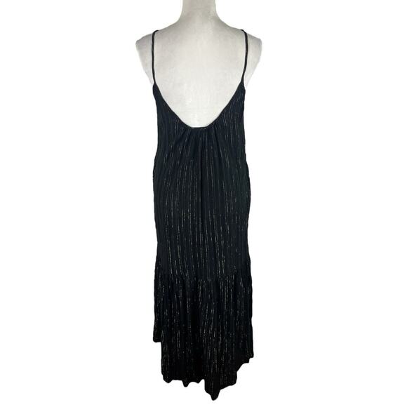 Lindsay Robinson Black Gold Lurex Valley Midi Dress Pocket Scoop Back Size Small - Picture 6 of 10